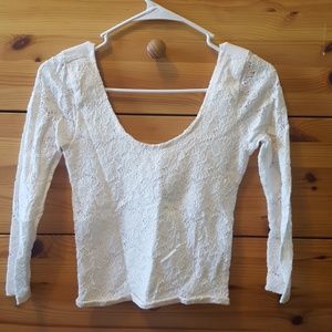 Hollister white lace crop top